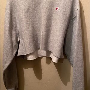 Champion Gray Women's Cropped Sweatshirt